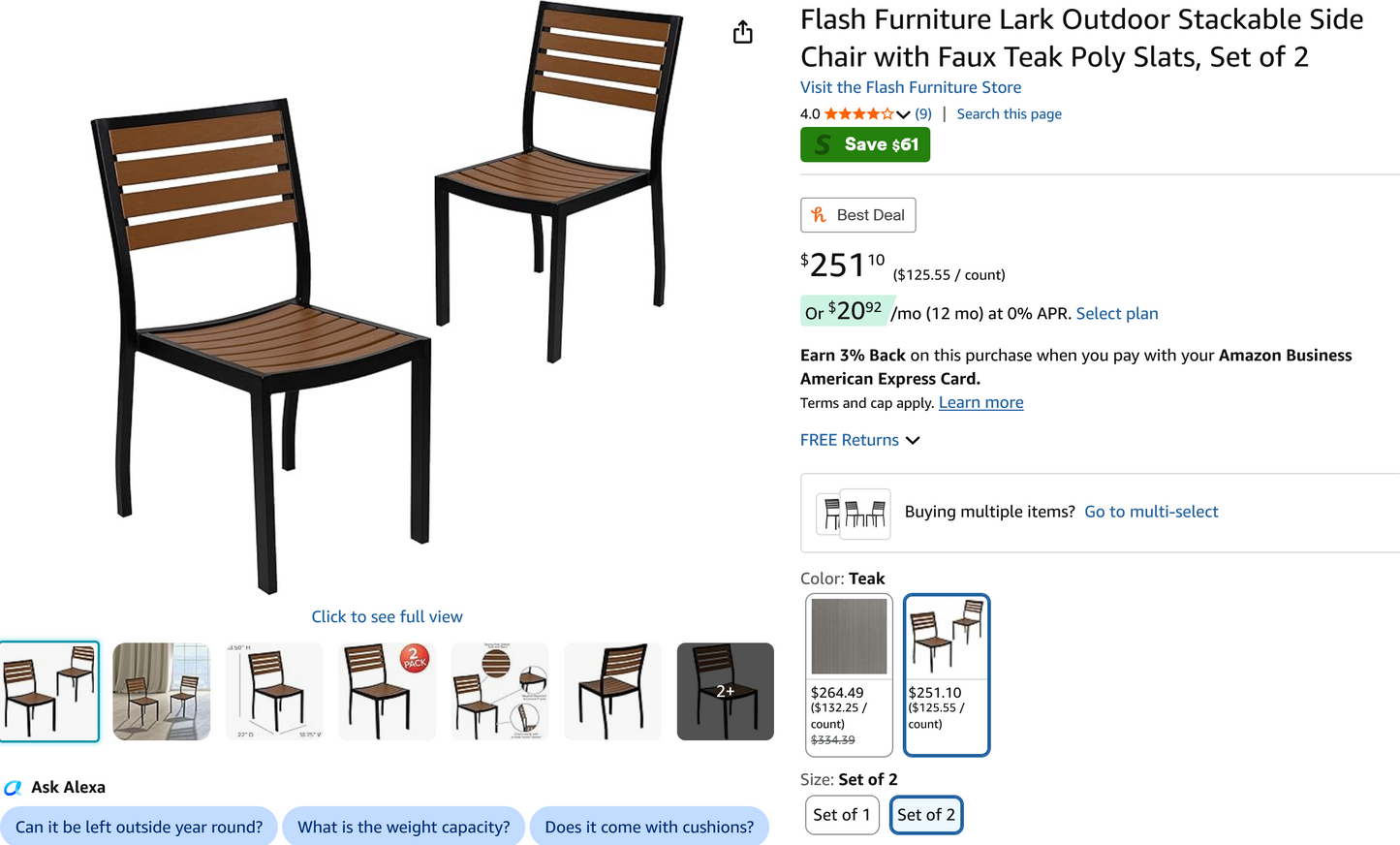 Flash Firniture Lark Patio Two Chair Set