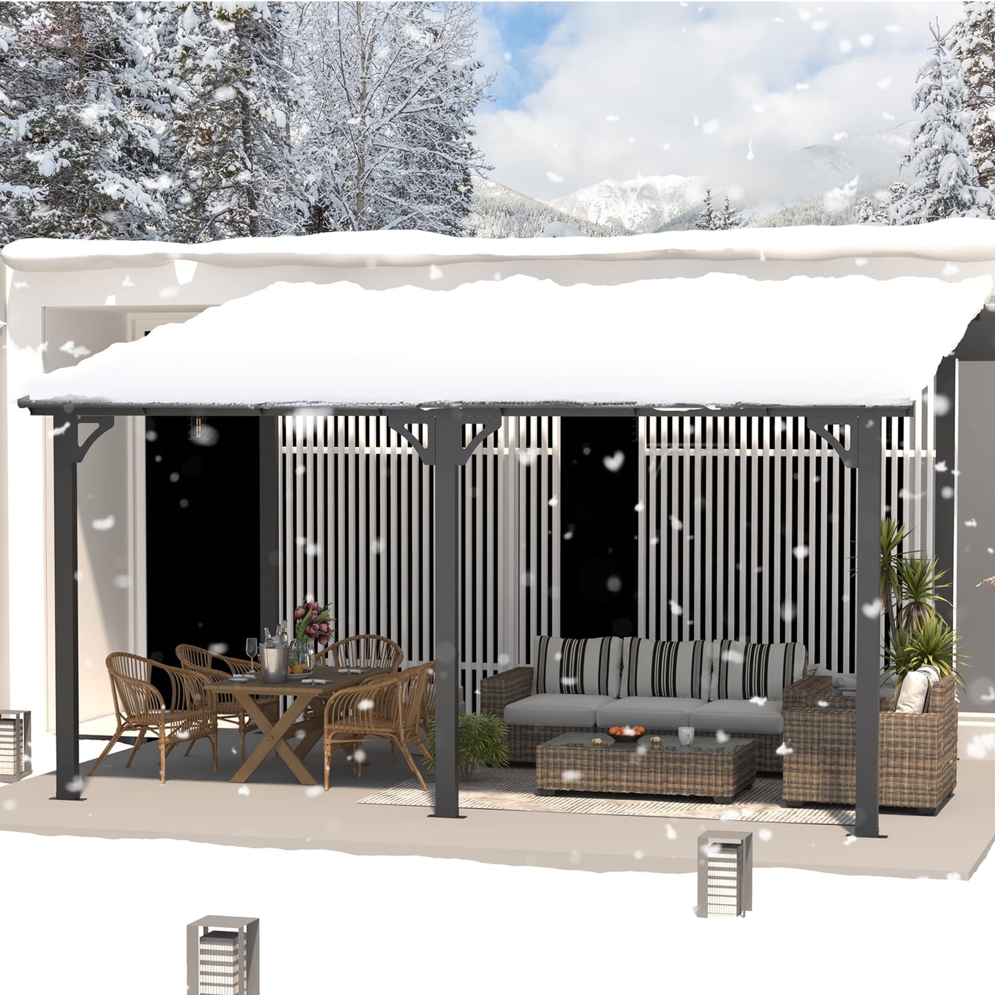 AECOJOY 10' x 14' Hardtop Gazebo Outdoor Aluminum Pergola for Garden, Patio, Backyard-Gray