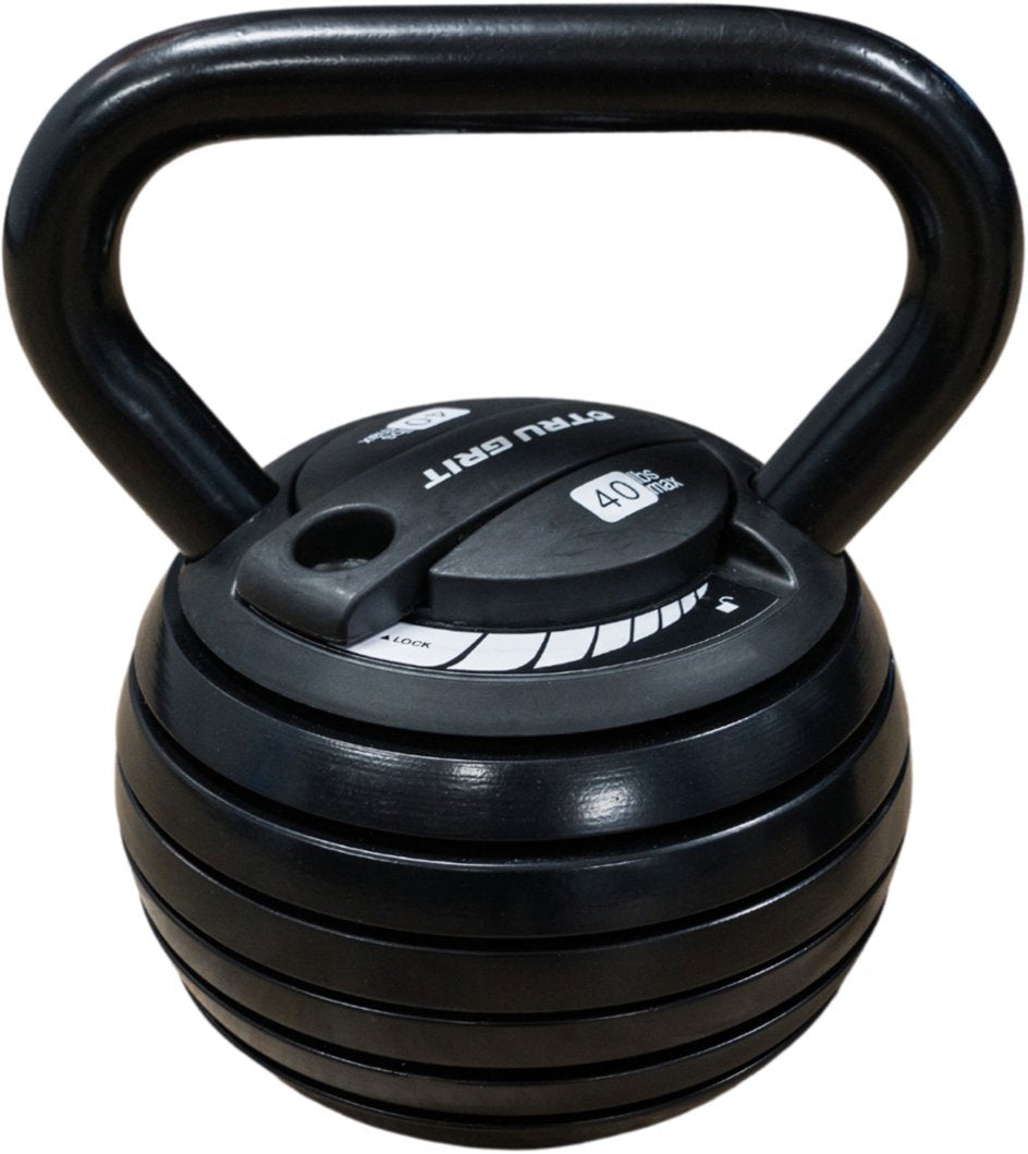Tru Grit - 40 or 20 lb Adjustable Kettlebell - Black