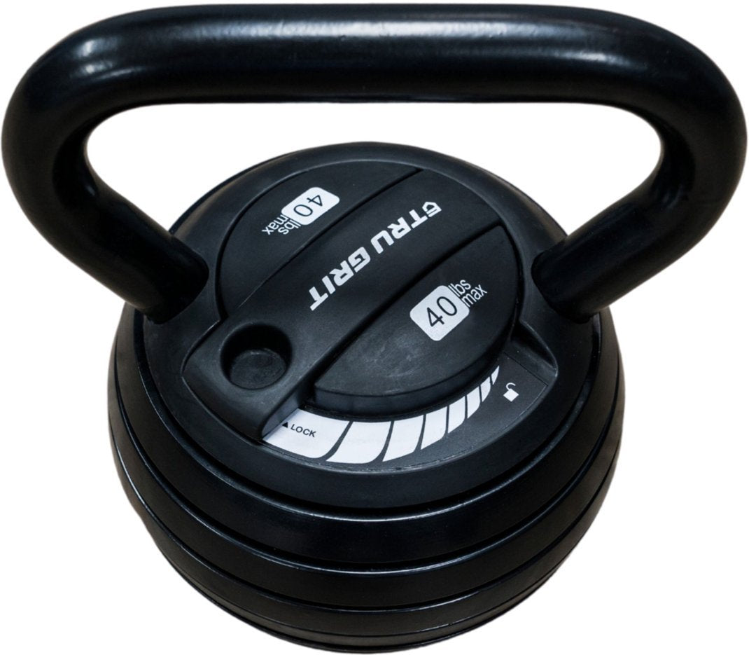 Tru Grit - 40 or 20 lb Adjustable Kettlebell - Black