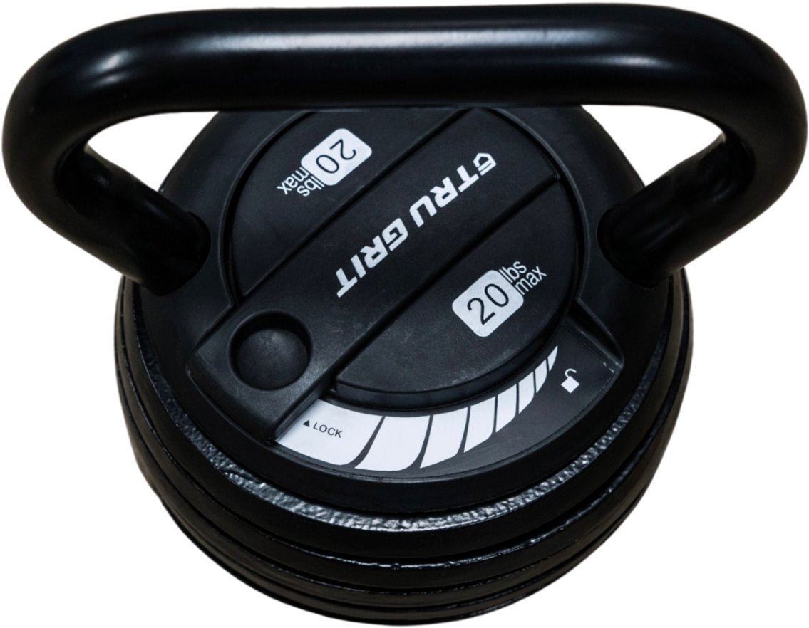Tru Grit - 40 or 20 lb Adjustable Kettlebell - Black