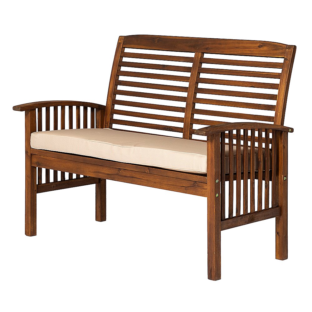 Walker Edison - Patio Outdoor Cypress Acacia Wood Garden Bench - Dark Brown