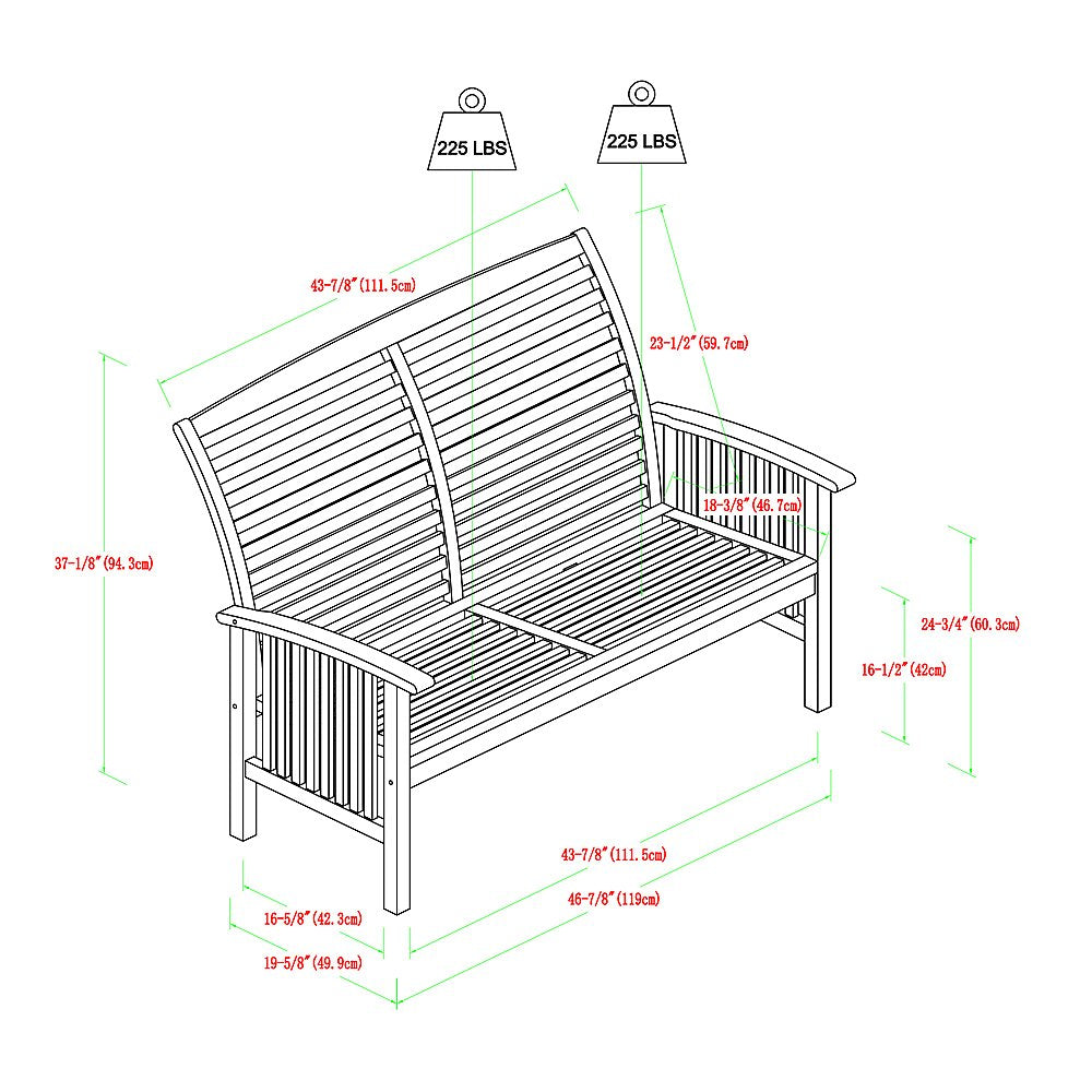 Walker Edison - Patio Outdoor Cypress Acacia Wood Garden Bench - Dark Brown