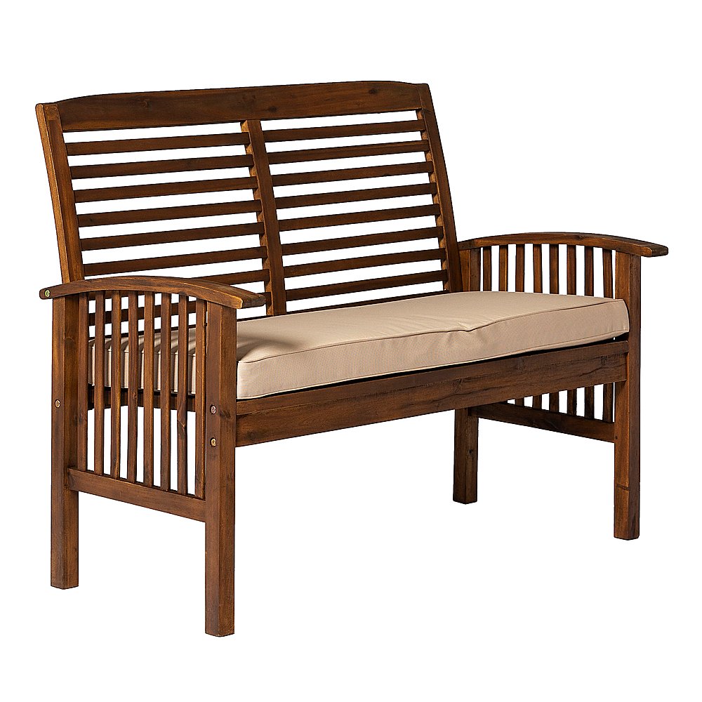 Walker Edison - Patio Outdoor Cypress Acacia Wood Garden Bench - Dark Brown