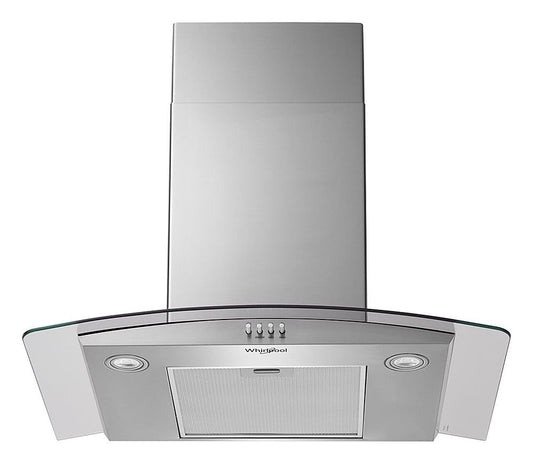 Whirlpool - 30" Curved Glass Wall Mount Range Hood - Stainless Steel