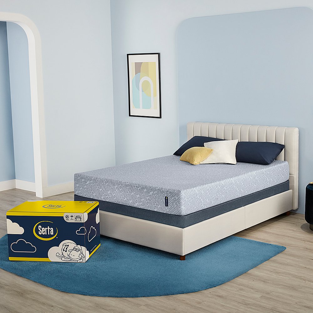 Serta - Sheepless Nights 9" Medium Foam Mattress -Twin - Blue