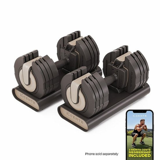 Centr - Smart Stack 50 Adjustable Dumbbell Pair - Beige