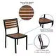 Emma and Oliver 2 Pack Outdoor Faux Teak Side Chair with Poly Slats - Teak Patio Chair