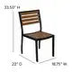 Emma and Oliver 2 Pack Outdoor Faux Teak Side Chair with Poly Slats - Teak Patio Chair