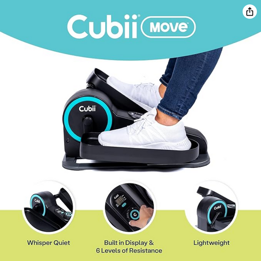 Cubii Move - Under Desk Elliptical Bike Pedal Exerciser Portable Seated Elliptical Machine W/ Adjustable Workout Levels