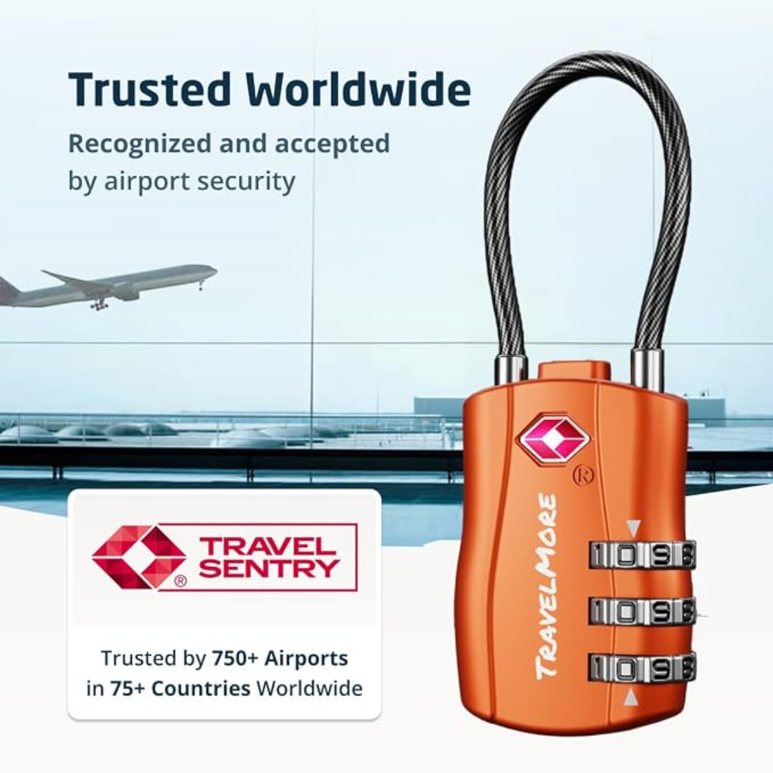 Travel Combination Cable Locks - TSA Approved