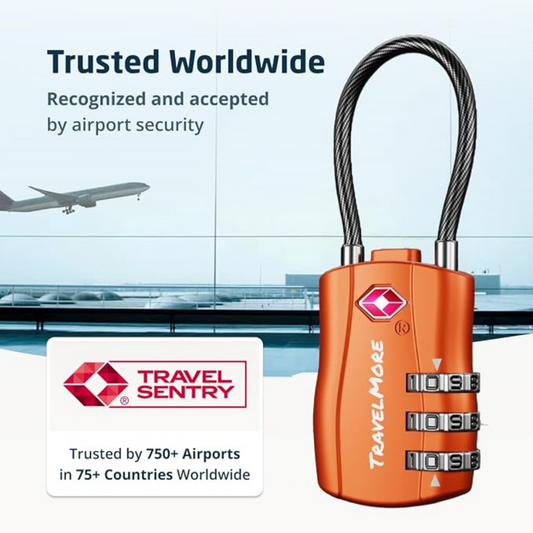 Travel Combination Cable Locks - TSA Approved