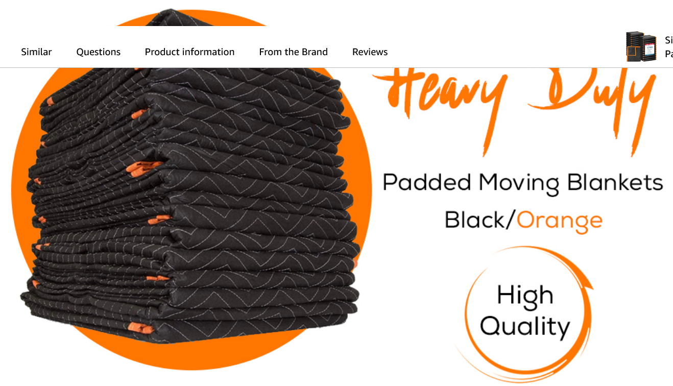 Heavy Duty Padded Moving Blankets 72" x 40"
