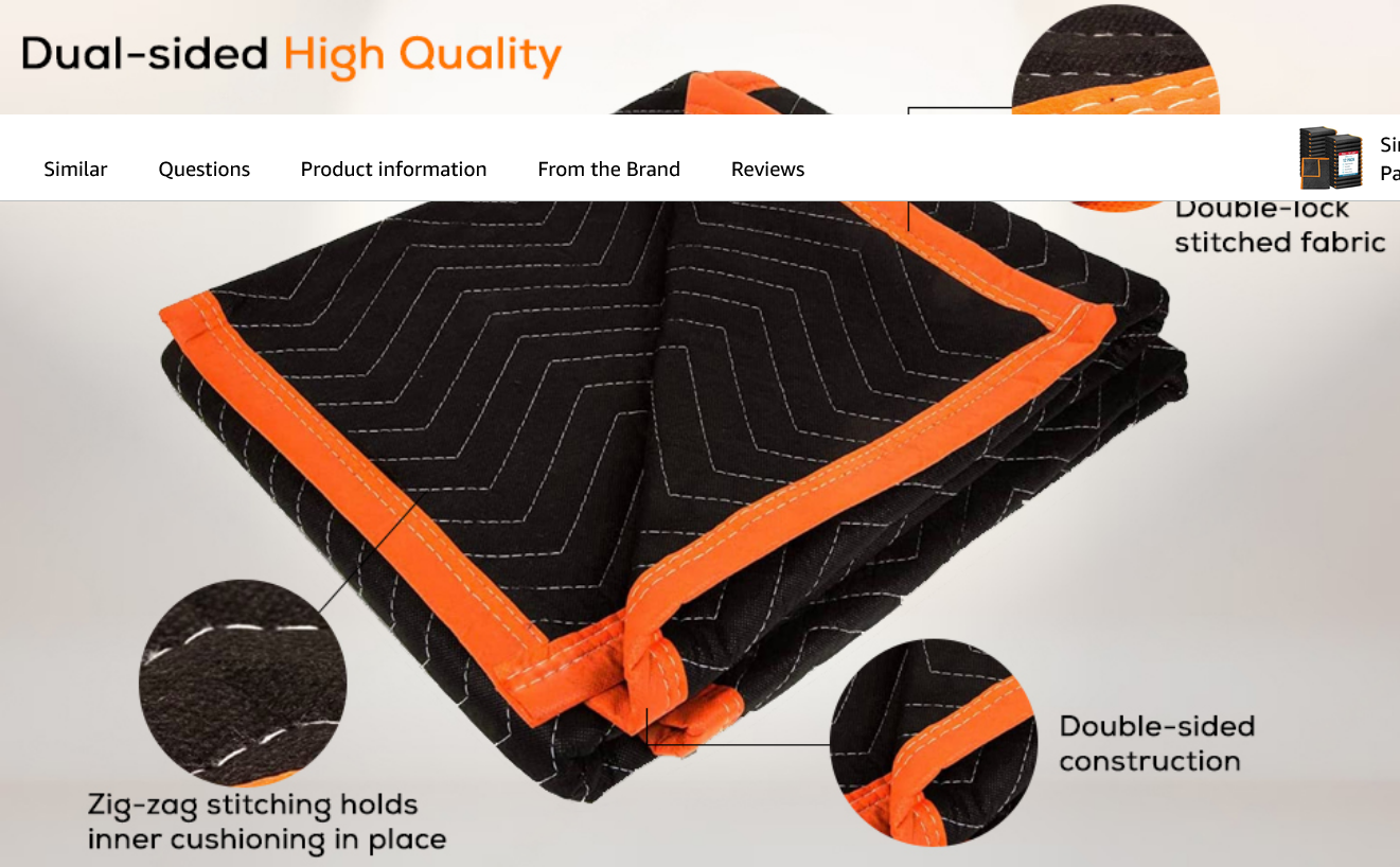 Heavy Duty Padded Moving Blankets 72" x 40"