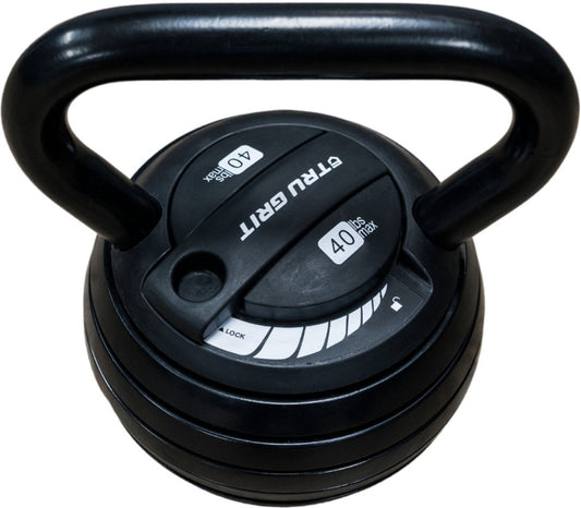 Tru Grit - 40 or 20 lb Adjustable Kettlebell - Black