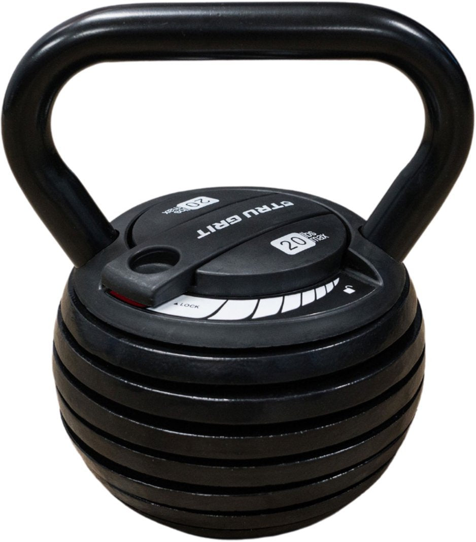 Tru Grit - 40 or 20 lb Adjustable Kettlebell - Black