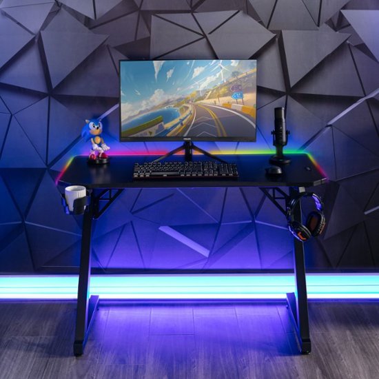 X Rocker - Cobra Gaming Desk with RGB Lighting - Black