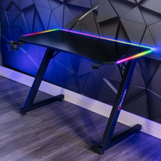 X Rocker - Cobra Gaming Desk with RGB Lighting - Black