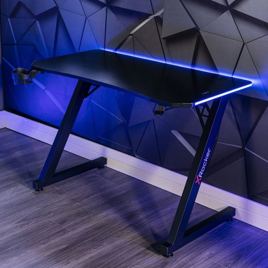 X Rocker - Cobra Gaming Desk with RGB Lighting - Black