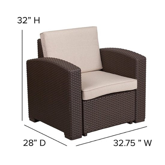 Flash Furniture - Seneca Outdoor Rectangle Contemporary Resin 4 Piece Patio Set - Chocolate Brown