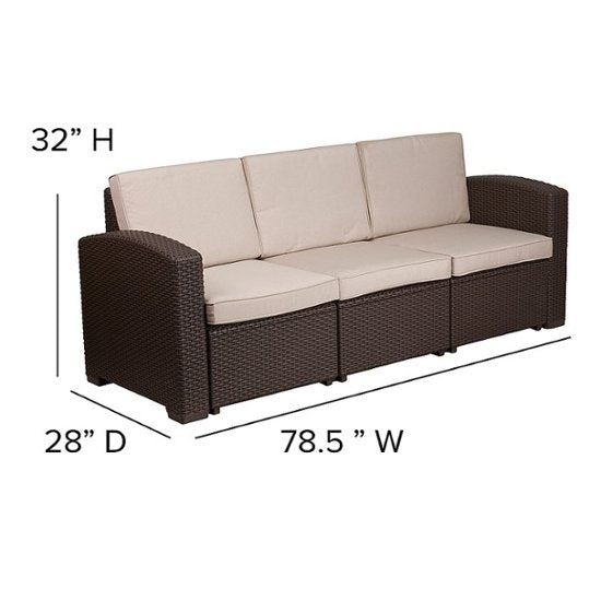 Flash Furniture - Seneca Outdoor Rectangle Contemporary Resin 4 Piece Patio Set - Chocolate Brown