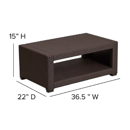 Flash Furniture - Seneca Outdoor Rectangle Contemporary Resin 4 Piece Patio Set - Chocolate Brown