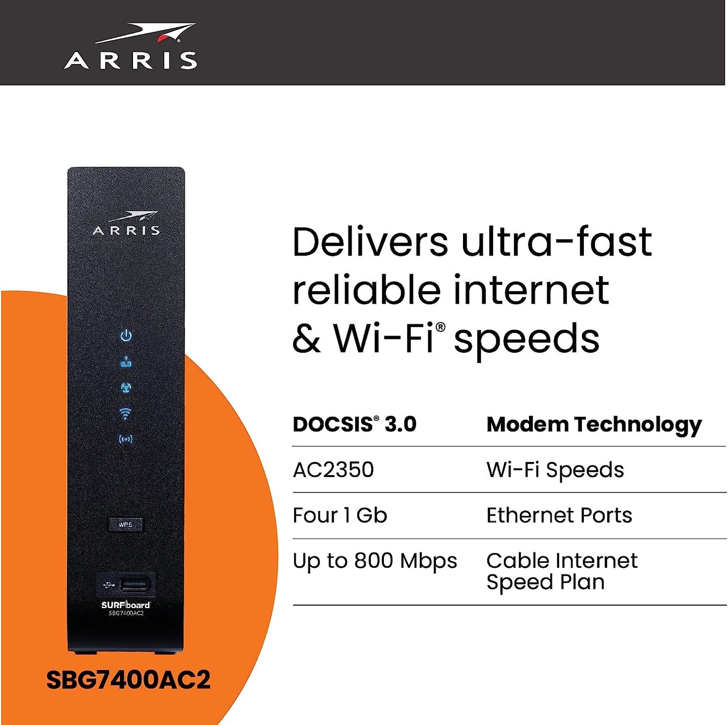 Aaris SBG7400AC2 Cable Modem & AC2350 Wifi Router